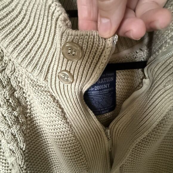 VTG Parish Nation E05-2006 NY Fisherman Cardigan Mens Large Cream Cable Knit - Picture 9 of 12